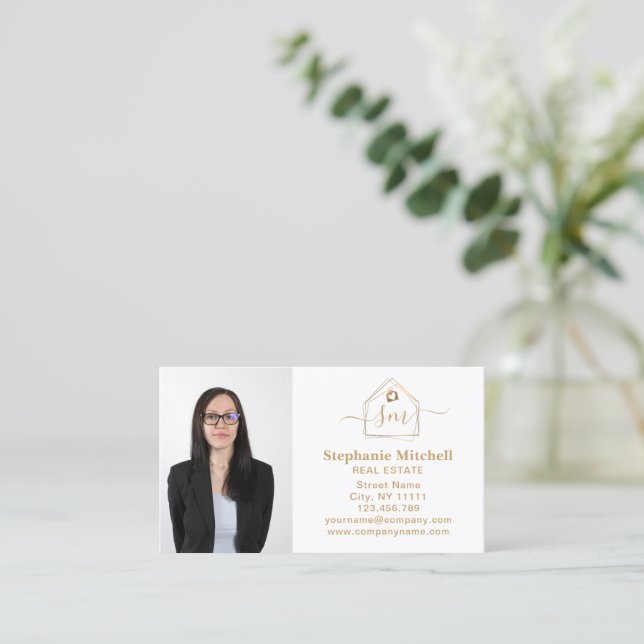 Cartão De Visita Inserir Elemento de Chave do Imobiliário de Foto D (Em pé/Frente)