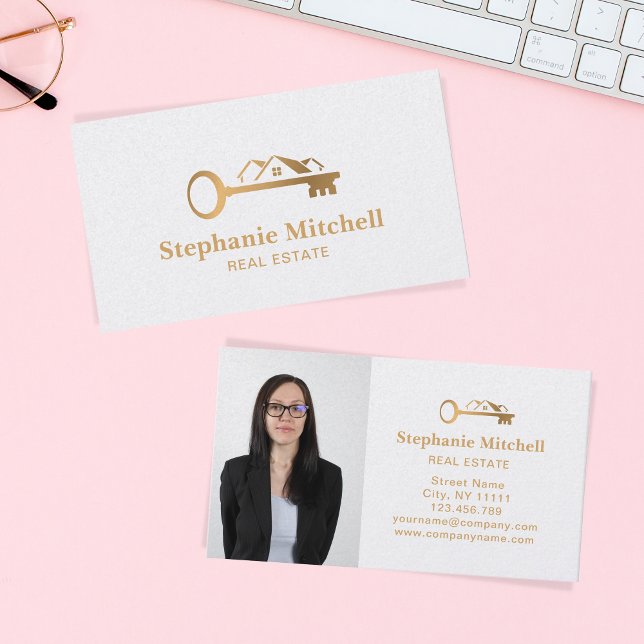 Cartão De Visita Inserir Elemento de Chave do Imobiliário de Foto D (Criador carregado)