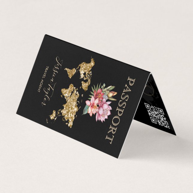 Cartão De Visita Inserir Foto do Mapa Mundial do Viagem Agent Passp (Frente)