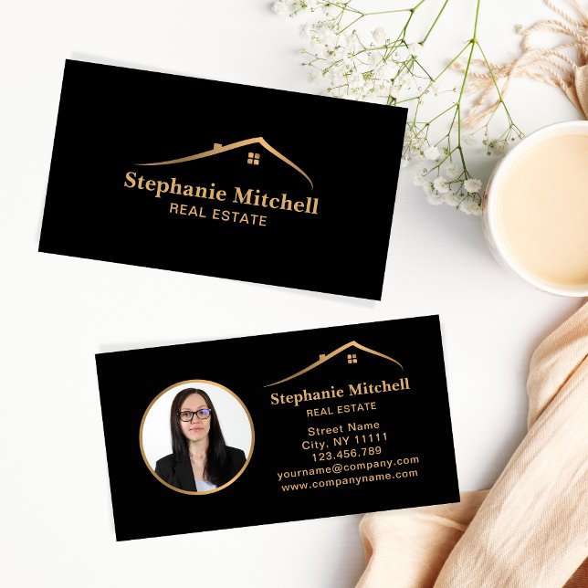 Cartão De Visita Inserir Imobiliário de Casa de Fotografia Adiciona (Criador carregado)