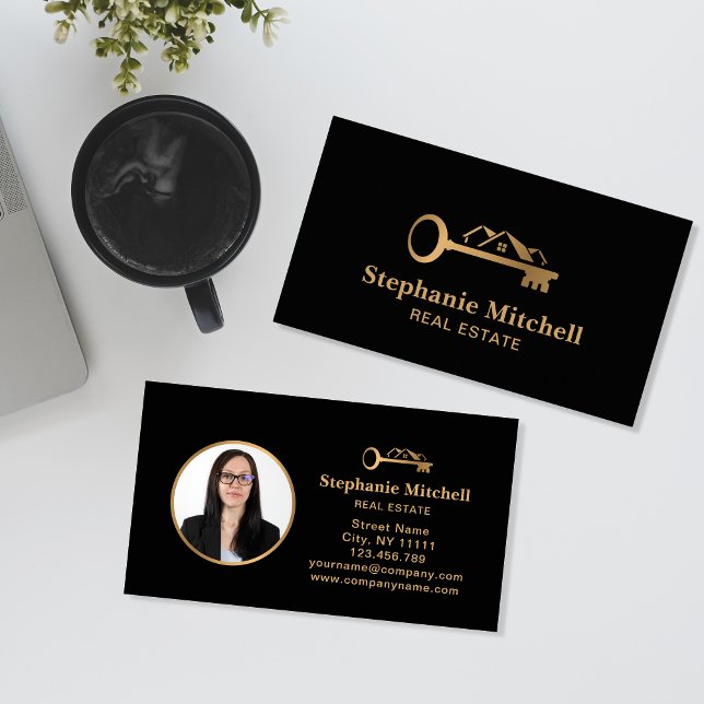 Cartão De Visita Inserir Imobiliário de Foto Adicionar Realtor de F (Criador carregado)