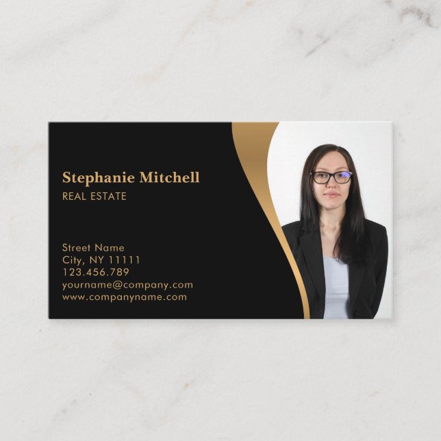 Cartão De Visita Inserir Photo Add Photo modelo Real Estate Agent (Frente)