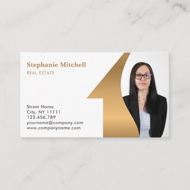 Cartão De Visita Inserir Photo Add Photo modelo Real Estate Agent (Frente)