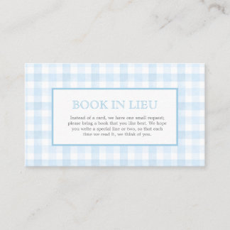 Cartão De Visita Inserto de Livro Preppy Blue Gingham Crest