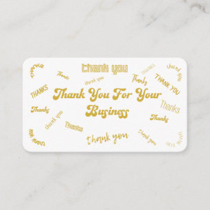 Cartão De Visita Inserto "Obrigado" personalizável em dourado e bra