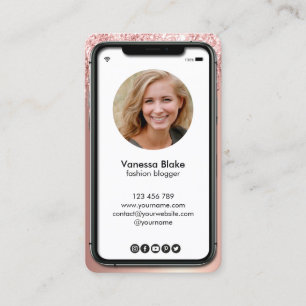 Cartão De Visita Instagram blogueiro do iPhone Instagram rosa gold 