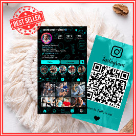 Cartão De Visita Instagram Blue & Black Personal Malhação Trainer