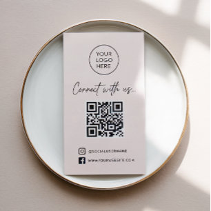 Cartão De Visita Instagram Facebook Código QR Mídia Social Rosa Beg