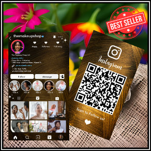 Cartão De Visita Instagram Gold e Código QR de Metal Preto