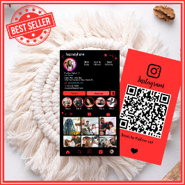 Cartão De Visita Instagram Hair Stylist Red QR Code Mídia Social