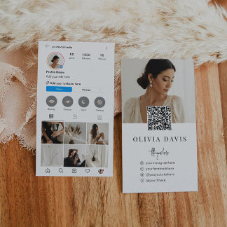 Cartão De Visita Instagram Leve Tema QR Código 7 Foto Mídia Social