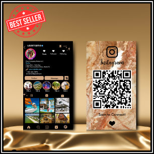 Cartão De Visita Instagram LUXO Código QR de Mármore