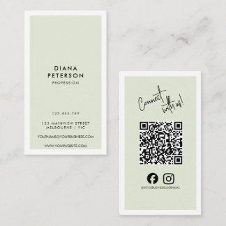 Cartão De Visita Instagram minimalista Código QR de Mídia Social do