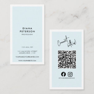Cartão De Visita Instagram minimalista Código QR de Mídia Social do
