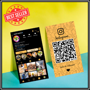 Cartão De Visita Instagram Peach de Construção   Código QR