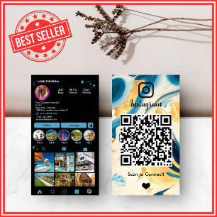 Cartão de Visita Instagram QR Ágata Mármore Dourad