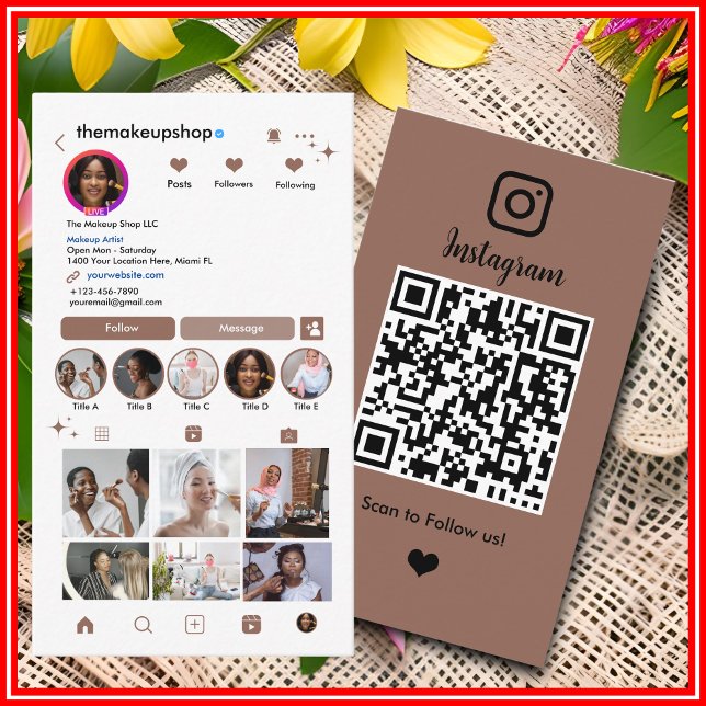 Cartão De Visita Instagram QR Code Social Media Terracotta (Criador carregado)
