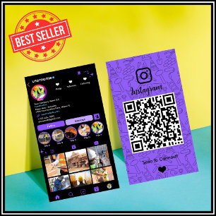 Cartão de Visita Instagram Roxo Construção Códig