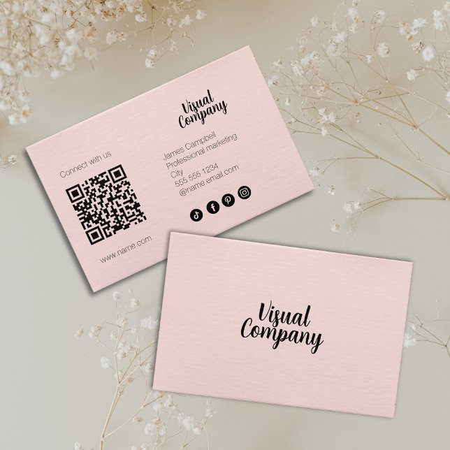 Cartão De Visita Instagram Siga-Nos A Caligrafia De Script De Códig (Instagram Follow Us Qr Code Script Calligraphy Business Card)