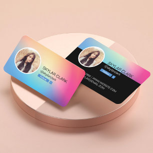 Cartão De Visita Instagram Social Siga-me Foto Colorido Gradiente
