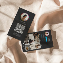 Cartão De Visita Instagram Tema Escuro Código QR 10 Foto Mídia Soci