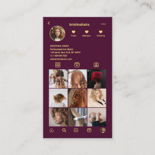 Cartão De Visita Instagrama de Grade de Fotos de Código QR Hairstyl