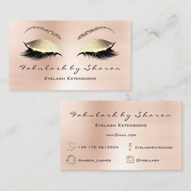 Cartão De Visita Instantâneo de extensão de traços, Rosa de FB Dour (Frente/Verso)