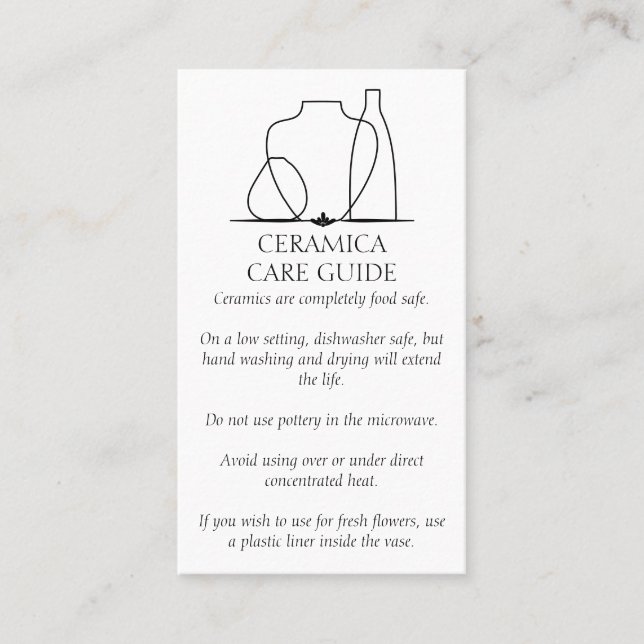 Cartão De Visita Instrução de atendimento cerâmico por vaso de linh (Frente)