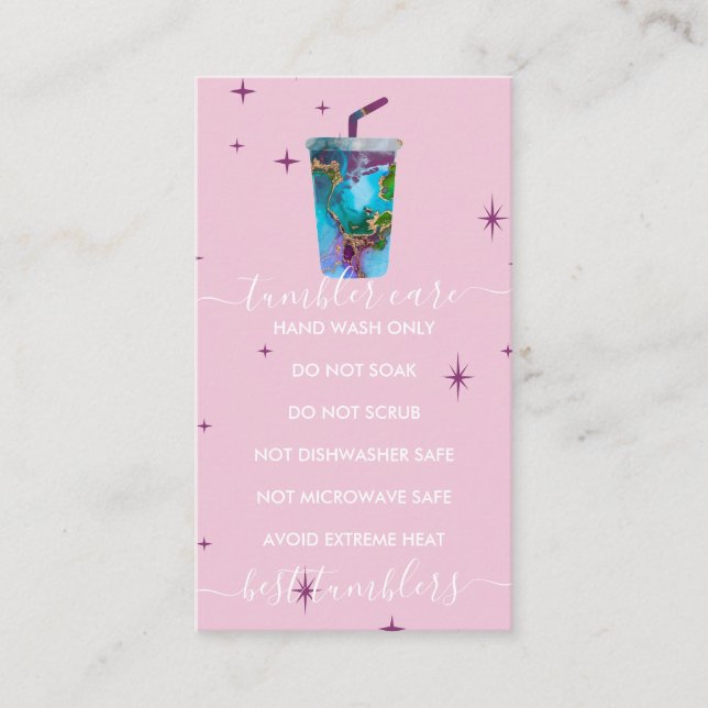 Cartão De Visita Instrução de cuidados com o Tumbler (Frente)