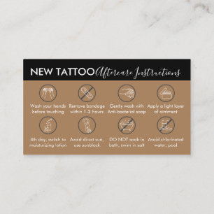 Cartão De Visita Instrução de Cuidados Pós-Tatuagem com Tema Marrom