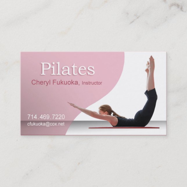 Cartão De Visita Instrução de Pilates (pink) - costume (Frente)