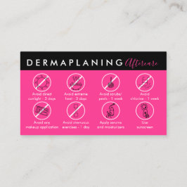 Cartão De Visita Instrução de Pós-Cuidado de Dermaplaning Rosa Neon