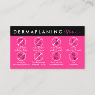 Cartão De Visita Instrução de Pós-Cuidado de Dermaplaning Rosa Neon