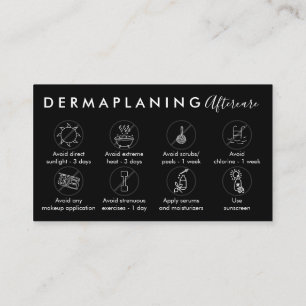 Cartão De Visita Instrução de Pós-Tratamento de Dermaplaning Preto