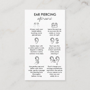 Cartão De Visita Instrução Ear Piercing Care
