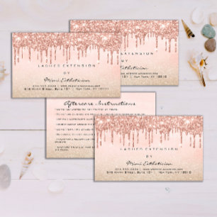 Cartão De Visita Instruções Após Cuidados Eyelash Rosa Glitter
