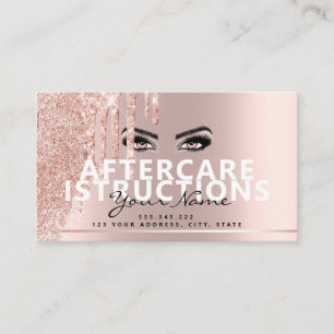 Cartão De Visita Instruções após o tratamento Lash Rosa Dourado Dri