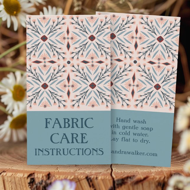 Cartão De Visita INSTRUÇÕES DE CUIDADO Azulejos Flatais Elegantes R (Care INSTRUCTIONS Elegant Floral Tiles Pink Blue Business Card
)