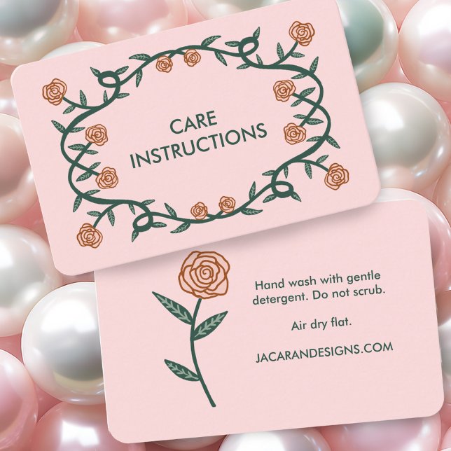 Cartão De Visita INSTRUÇÕES DE CUIDADO Quic Elegant Rosa Frame Flor (CARE INSTRUCTIONS Chic Elegant Rose Frame Floral Business Card
Blush Pink)