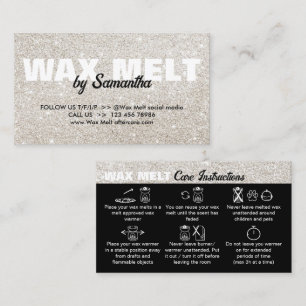 Cartão De Visita Instruções de Cuidados com Velas de Cera Silver Gl
