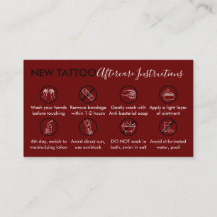Cartão De Visita Instruções de Cuidados Pós-Tatuagem Burgundy Body 