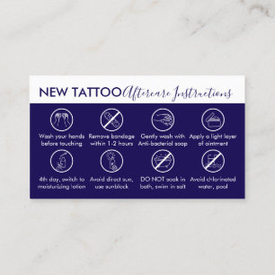 Cartão De Visita Instruções de Cuidados Pós-Tatuagem Corpo Marinha