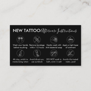 Cartão De Visita Instruções de Cuidados Pós-Tatuagem de Arte Corpor