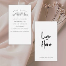 Instruções de Lavagem de Logo Branco Minimalista