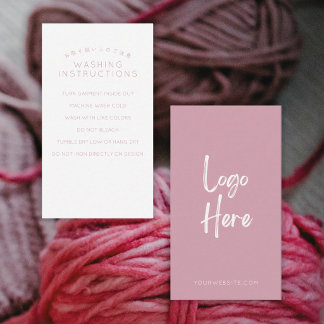 Cartão De Visita Instruções de Lavagem de Logo Rosa Blush Minimalis
