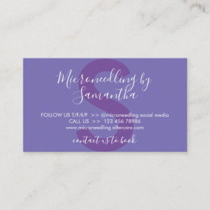 Cartão De Visita Instruções de Pós-Cuidado Microneedling Lilás Roxo