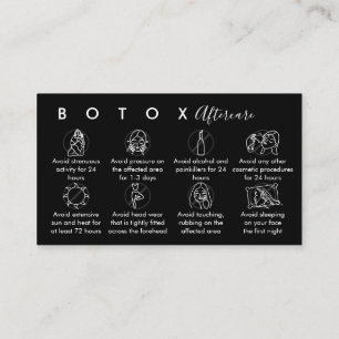 Cartão De Visita Instruções de Pós-Tratamento de Botox Preto
