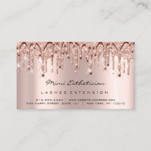 Cartão De Visita Instruções de pós-tratamento Lash Rosa Dourado 