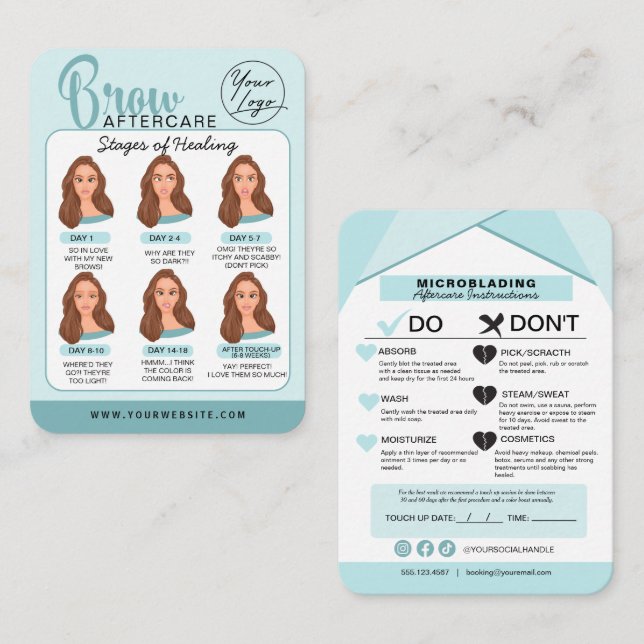 Cartão De Visita Instruções de pós-tratamento para microbexiga (Frente/Verso)