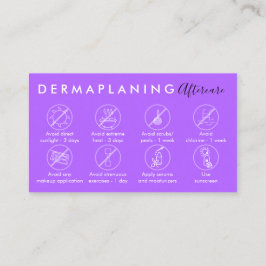 Cartão De Visita Instruções do pôster de cuidados pós-dermaplaning 